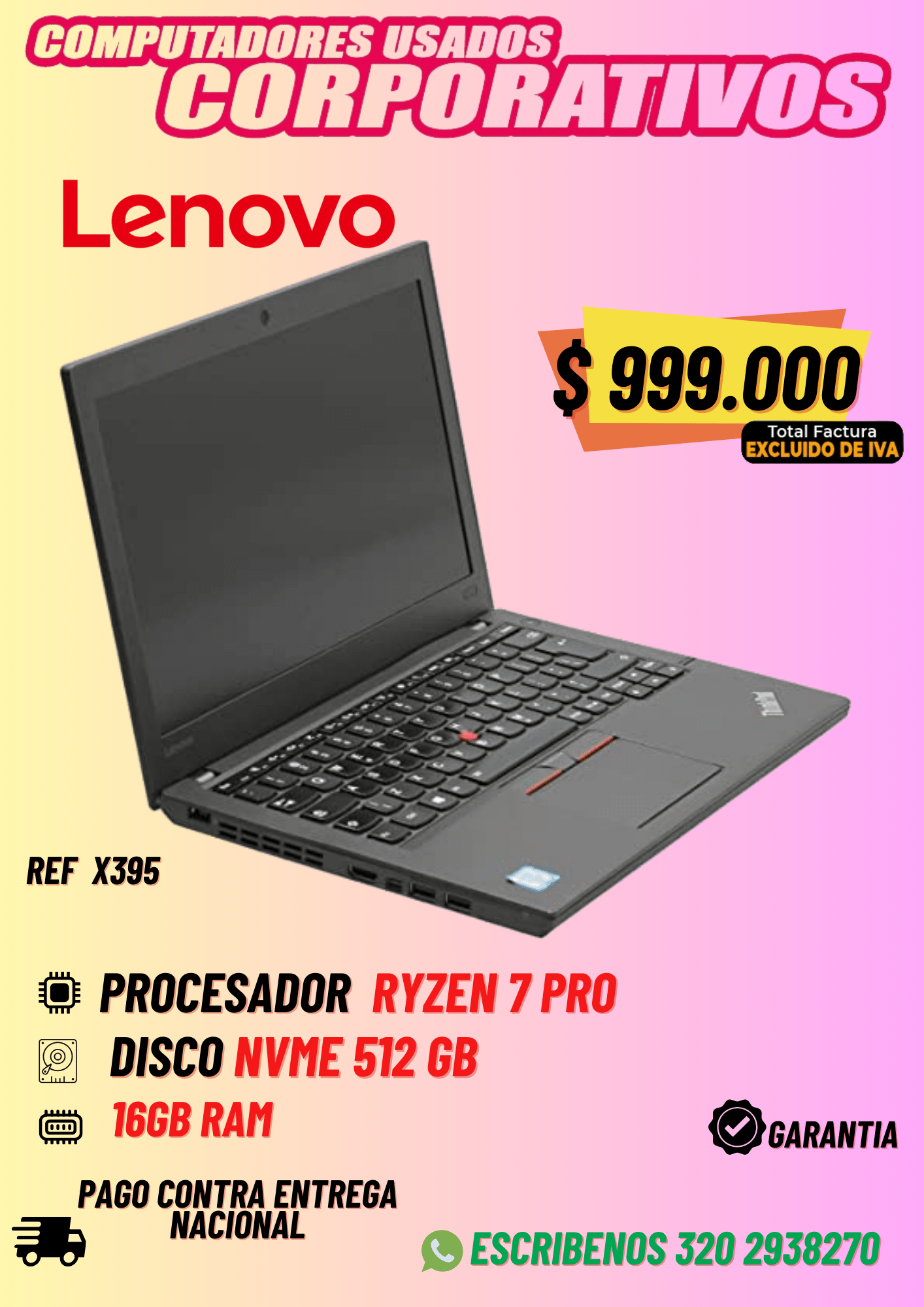 Lenovo X395 Ryzen 7 Pro